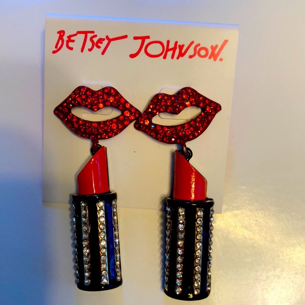 Betsy Johnson Lips Lipstick Earings